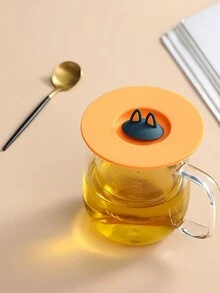 Nắp cốc đa năng màu ngẫu nhiên, Nắp cốc hình tai mèo, Nắp cốc thủy tinh/gốm tròn, Thiết kế tai mèo sáng tạo, Nắp cốc chống rò rỉ và chống bụi, Thích hợp cho cốc - Nhiều màu - Xem 6