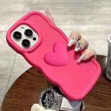 New TPU Shockproof Phone Case + Macaron Wavy Edge + Dual Acrylic Heart Pendant + Full Phone Case Set, Suitable For I16, I16 Pro Max, I15, I15 Pro Max, 12 Pro Max, 13 Pro Max, 14 Pro Max, 13, 14, 11, 12Pro, 14, XS, XR, 78P, 78GES2, A22, A21S, A51 4G, A52, S22 Ultra, A33 5G, Compatible With Redmi 10, Compatible With Redmi Note 11 4G, A53, A14, A23, S23 Ultra, S24, A15, S23, A73, Compatible With OPPO, Compatible With Redmi Phones,International Version, Not The Domestic Version - Hot Pink - View 13