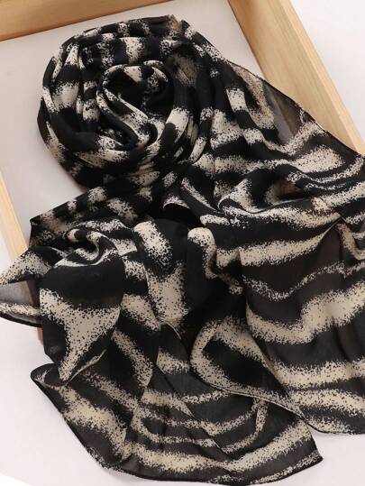 1pc Women's Zebra Print Scarf, Muslim Hijab Scarf