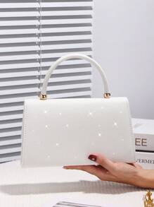 Women's Evening Clutch Bag - Shiny Fashion Handbag, Large Capacity Tote Bag, V-Shaped Metal Decoration, Luxury Faux Leather, Suitable For Wedding, Party, Gathering, Evening, Birthday Gift, Valentine's Day Gift, Perfect For Party Wedding Prom Dinner/Banquet, Matching With Holiday Party Dress Evening Dress & Sequin Dress, Perfectly Matching With New Years Outfit, Excellently Matching With Party Dresses For Women, Perfectly Matching With Prom Accessories