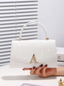 Women's Evening Clutch Bag - Shiny Fashion Handbag, Large Capacity Tote Bag, V-Shaped Metal Decoration, Luxury Faux Leather, Suitable For Wedding, Party, Gathering, Evening, Birthday Gift, Valentine's Day Gift, Perfect For Party Wedding Prom Dinner/Banquet, Matching With Holiday Party Dress Evening Dress & Sequin Dress, Perfectly Matching With New Years Outfit, Excellently Matching With Party Dresses For Women, Perfectly Matching With Prom Accessories