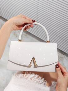 Women's Evening Clutch Bag - Shiny Fashion Handbag, Large Capacity Tote Bag, V-Shaped Metal Decoration, Luxury Faux Leather, Suitable For Wedding, Party, Gathering, Evening, Birthday Gift, Valentine's Day Gift, Perfect For Party Wedding Prom Dinner/Banquet, Matching With Holiday Party Dress Evening Dress & Sequin Dress, Perfectly Matching With New Years Outfit, Excellently Matching With Party Dresses For Women, Perfectly Matching With Prom Accessories