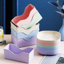 Kit With 10 Reusable Hard Plastic Plates With Stand - 彩色 - 查看 5