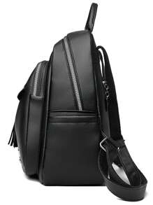 High Quality Soft Leather Retro Women's Backpack, Large Capacity Travel Backpack - Black - View 6