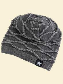 JZML 1 件男士宽松针织五角星装饰羊毛帽秋季服装