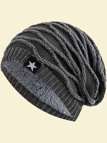 JZML 1 件男士宽松针织五角星装饰羊毛帽秋季服装