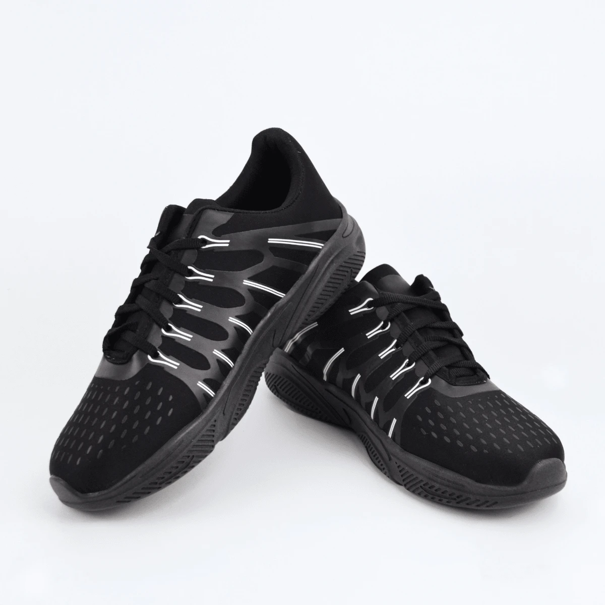 Men's Non-Slip Impact Sports Shoes Comfortable Training Walking Running Fitness - 黑色 - 查看 1