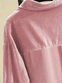 Women Corduroy Button Down Shirts Relaxed Fit Casual Long Sleeve Fashion Cardigan Jacket 2025 Spring Oversized Blouses Tops