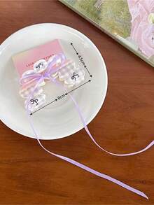 1 Kẹp Tóc Trang Trí Hoa & Kẻ Sọc Nơ, Phong Cách Ngọt Ngào Cho Bé Gái - Nhiều màu - Xem 9