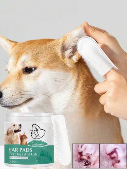 PETSIN 1 pieza Toallitas para dedos para limpiar los oídos de perros, gatos y mascotas, elimina la suciedad