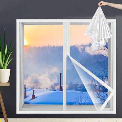Winter Warm And Windproof Window Curtains With Zipper, Waterproof And Gap Sealed EVA Transparent Insulation Film,Dust-Proof Self-Adhesive, No Drilling, Easy To Install Home Decor