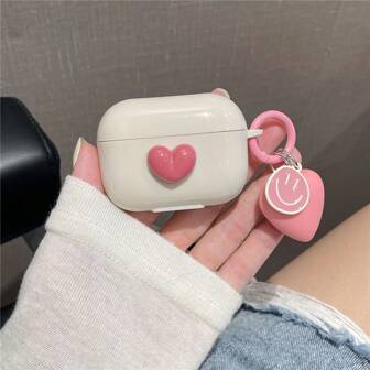 Wedding Pink Love Applies To Apple Airpodspor Bluetooth Headphone Cover Tpu Soft Shell Protective Cover AirPods1/2 Generation Earphone Protective Shell With Love Pendants.Apple