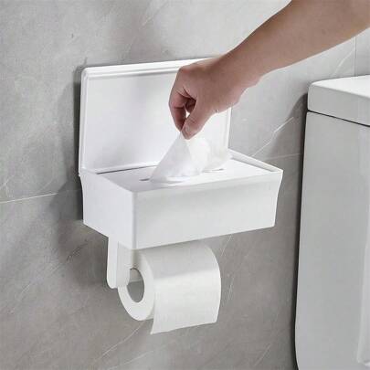 Toilet Paper Holder Tissue Box With Wipes Dispenser For Bathroom Wall Mounted Toilet Paper Organizer