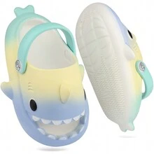 Girls Shark Slippers Boys Summer Cloud Sliders Sandals Cute Soft Lightweight Anti-Slip Beach Pool Shower Shoes Indoor Outdoor - 青碧色 - 查看 7