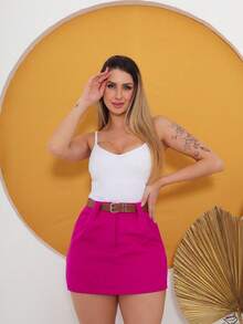 A-Lows A&L Short Skirt With Plain Tailoring Ring - 玫瑰紅 - 查看 4