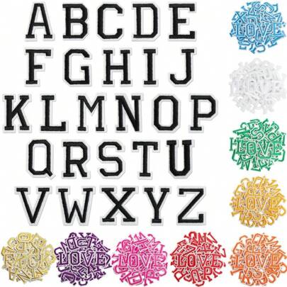 26/78pcs 3.8cm/1.5inch Embroidered English Alphabet Letters Iron-On/Sew-On Patches, Apparel Accessories For Clothing, Jackets, Hats, Books, Backpacks - DIY Embroidery Applique
