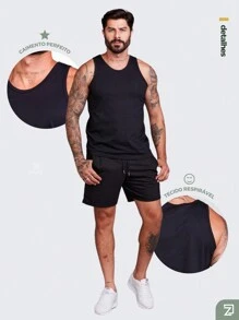 Men's Summer Tank Top - 黑色 - 查看 5
