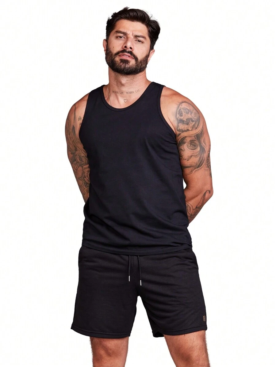 Men's Summer Tank Top - 黑色 - 查看 1