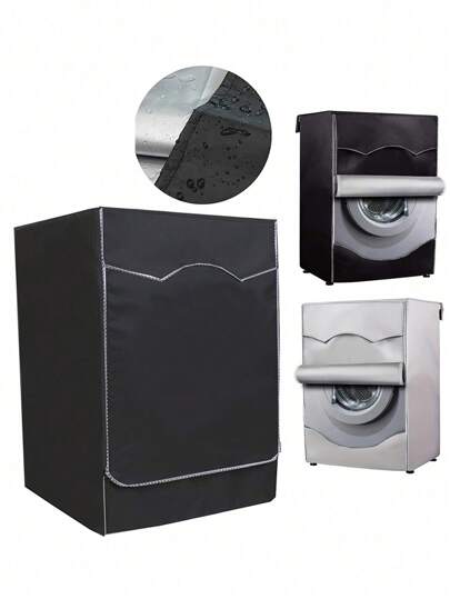 1 Pc Drum Washing Machine And Dryer Waterproof, Sunproof, Dustproof Protective Cover. Oxford Fabric Material, Equipped With Tied Rope For Adjustable Size, Suitable For Most Front-Loading Washing Machines,Bag,Organizer,Storage