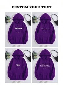 Customized Printed Drawstring Hooded Fleece Sweatshirt, Autumn/Winter