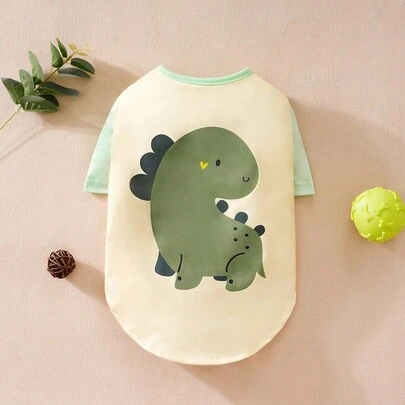1 Miếng Màu xanh lá Khủng long In Dễ thương Quần áo thú cưng