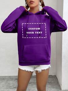 Customized Printed Drawstring Hooded Fleece Sweatshirt, Autumn/Winter