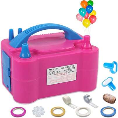 Bomba para Inflar Globos - Inflador de Globos de Aire Eléctrica Máquina para Inflar Globos Portátil con Doble Boquilla Bomba de Globo Automático para Decoración Cumpleaños Bodas Fiesta