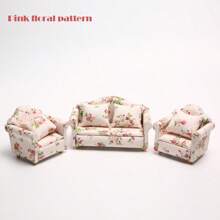 1:12 Dollhouse Miniature Living Room Furniture Set - 3pcs White Fabric Sofa With 4 Pillows, Doll House Sofa, Micro Scenery Decor, Reclining Loveseat, White Decorative, Doll Furniture, Cute Small Sofa, Exquisite Small Sofa Pendant, Miniature Toy Furniture, Suitable As A Gift