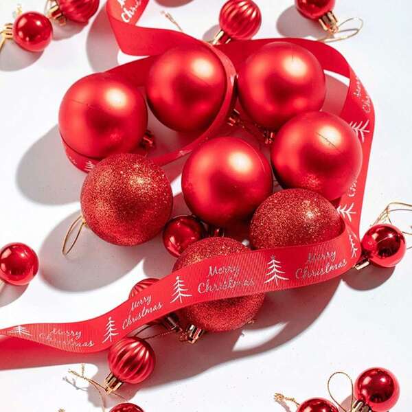 Mini Shatterproof Christmas Balls Tree Ornaments Party Decoration, 4cm/1.57'' (Red) Birthday