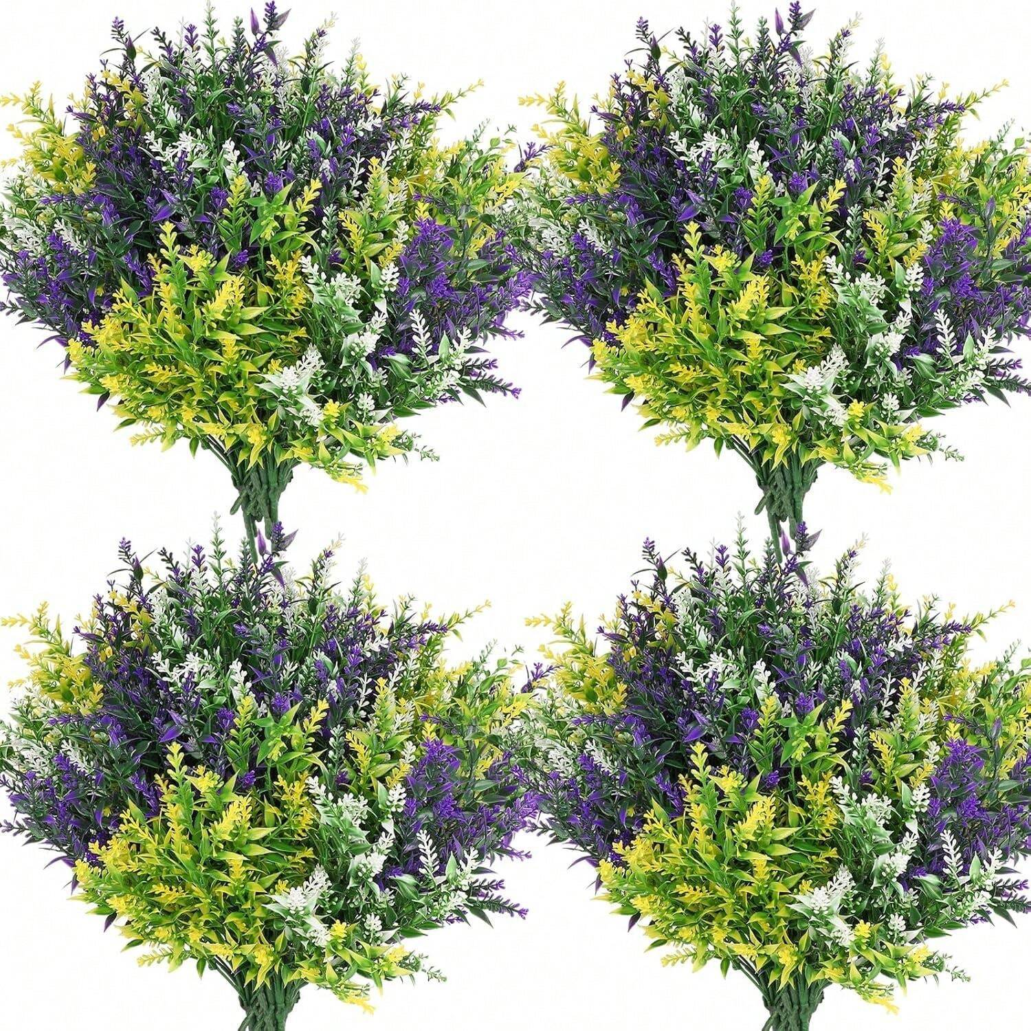 Künstliche Blumen Für Draußen & Drinnen – UV-beständig, 12 Bündel In Rot & Violett, Pflegeleicht