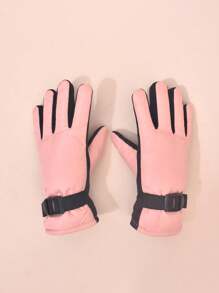 1 Đôi Găng Tay Trẻ Em Mùa Thu Đông Ấm Áp, Găng Tay Trượt Tuyết, Găng Tay Dày Có Thể Điều Chỉnh Co Giãn Cổ Tay, Găng Tay Thể Thao Ngoài Trời, Găng Tay Ấm Áp Ngoài Trời, Lớp Lót Dày Màu Ngẫu Nhiên - Hồng - Xem 4
