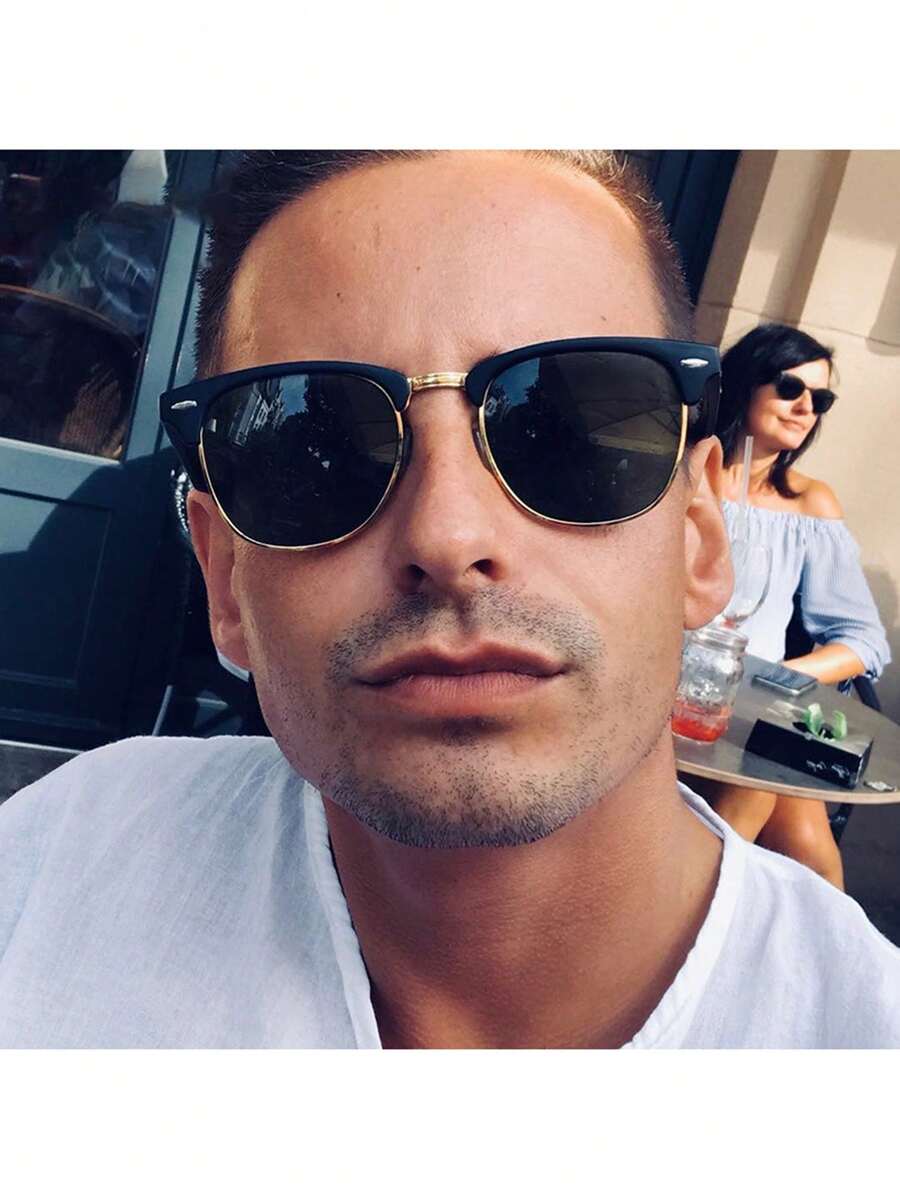 1 Pc Square Half Frame Black Fashionable Glasses, Retro Earring Design