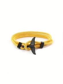 1pc Oceanic Anchor Whale Tail Braided Rope Bracelet - Fashionable Funky Accessory With Synthetic Fiber Rope Material, Simple Yet Cool Design For Men And Women This Is Adjustable Bracelet
