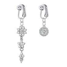 2-3pcs Pink Fake Belly Ring Clip On Belly Button Rings Stainless Steel Fake Earrings Diamond Dangle Non Piercing Belly Piercing Jewelry With Pain Relieving Silicone Pads