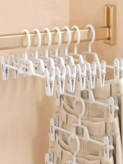 1 pieza/5 piezas/10 piezas, Perchero telescópico sin deslizamiento para pantalones, chaquetas, con ganchos para decoración, decoración de festivales, decoración de habitaciones, decoración del hogar, decoración de dormitorios, para faldas, zapatos, jeans, botas, faldas, primavera, minimalista, tops de verano