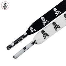 1 Pair Double-Sided Skull Printed Flat Shoelaces, Versatile For Canvas Shoes And Casual Footwear - #810 White Printed Black Skull Shoelaces - View 6