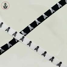 1 Pair Double-Sided Skull Printed Flat Shoelaces, Versatile For Canvas Shoes And Casual Footwear - #810 White Printed Black Skull Shoelaces - View 2