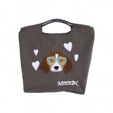 MZTKIN 1 件轻便可折叠尼龙比格犬刺绣手提包，大容量休闲单肩包，适合海滩、购物、办公室工作、户外活动，是送给女孩、学生、职业女性、母亲的完美礼物 - 灰色 - 查看 7