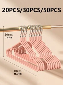 20/30/50入組不鏽鋼浸塗衣架，帶肩溝設計，耐用省空間 - 粉色 - 查看 2