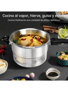 Olla a Presión Instant Pot de Gran Capacidad y Alta Calidad de 7 Litros con Vaporera de Hoja de Combustible - Plateado - Ver 4