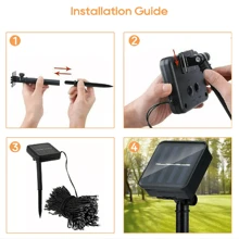 Solar Fairy Lights Outdoor, 33ft 100 LED Solar String Lights Outdoor, 8 Modes Copper Wire Twinkle Lights For Patio Tree Garden Christmas Wedding Party Decoration - 暖白 - 查看 2