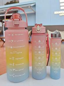 1 bình nước PC dung tích lớn 2L hoặc 750ml hoặc 280ml, cốc đựng nước có ống hút di động dùng cho thể thao và thể hình, dùng trong nhà và du lịch ngoài trời - bột ba màu - Xem 3