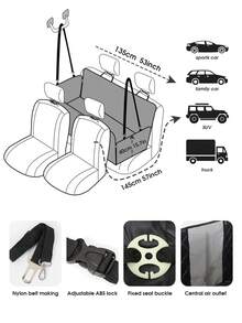 加厚防水牛津布汽车宠物垫 - 防污狗垫，让汽车行驶干净舒适，后座狗车座套，防水座椅保护，带防刮宠物吊床，可清洗防滑后座保护垫，适合汽车、卡车和 SUV - 彩色 - 查看 2