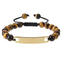 Halloween Customized Photo Natural Stone Hand-Woven Adjustable Bracelet Tiger Eye Volcanic Stone Gift For Women Men