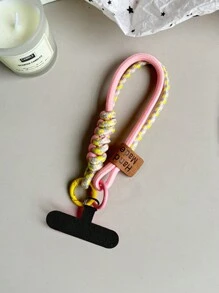 英伦风格拼色编织绳手机挂绳，带扣，适合所有手机，防摔防滑，随机金属夹颜色，适合送给母亲、家人、朋友、生日、节日的礼物，手机挂饰，手机链 - 彩色 - 查看 14