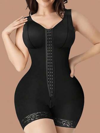 1pc Women's Jumpsuit Shapewear, Tight Tummy Control Butt Lifting Zipper Crotch Bodysuit