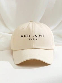 1 pièce Casquette de baseball imprimée "C'EST LA VIE PARIS", chapeau de soleil respirant et ajustable pour golf pour femmes/hommes, chapeau de soleil à bord incurvé de mode d'été, style unisexe Y2K