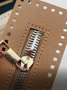 3 件/优雅 - 皮革拉链：耐用、双面、编织针线孔 - 完美米色、黑色和浅棕色 - 彩色 - 查看 3