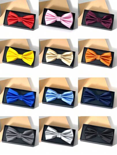 1 szt. Męska wysokiej jakości dwuwarstwowa składana muszka w jednolitym kolorze, prezent świąteczny dla chłopaka/ojca, różne kolory, codzienny dodatek do mody