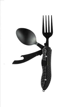 1 stuk Outdoor Draagbaar Opvouwbaar Multifunctioneel Mes , Vork , Lepel Combinatie Tafelgerei Voor Camping En Wandelen , Met Afneembaar Ontwerp , Kamp Keuken